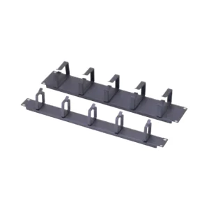 2U 19” kablo yönetim paneli, 5 adet metal halkalı, parmak tip - Görsel 1