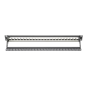 Modular Patch Panel, shielded 24-port, blank, 1U, rack mount, black RAL 9005 - Görsel 2