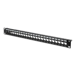 Modular Patch Panel, shielded 24-port, blank, 1U, rack mount, black RAL 9005 - Görsel 1