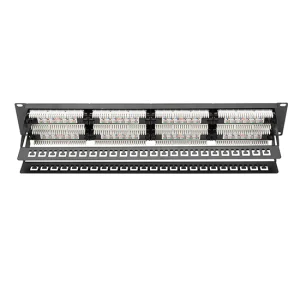 CAT 6 patch panel, unshielded, 48-port RJ45, , LSA, 2U, rack mount, bl, 482x44x109 mm - Görsel 2