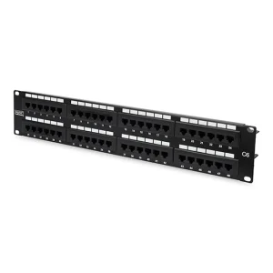 CAT 6 patch panel, unshielded, 48-port RJ45, , LSA, 2U, rack mount, bl, 482x44x109 mm - Görsel 1